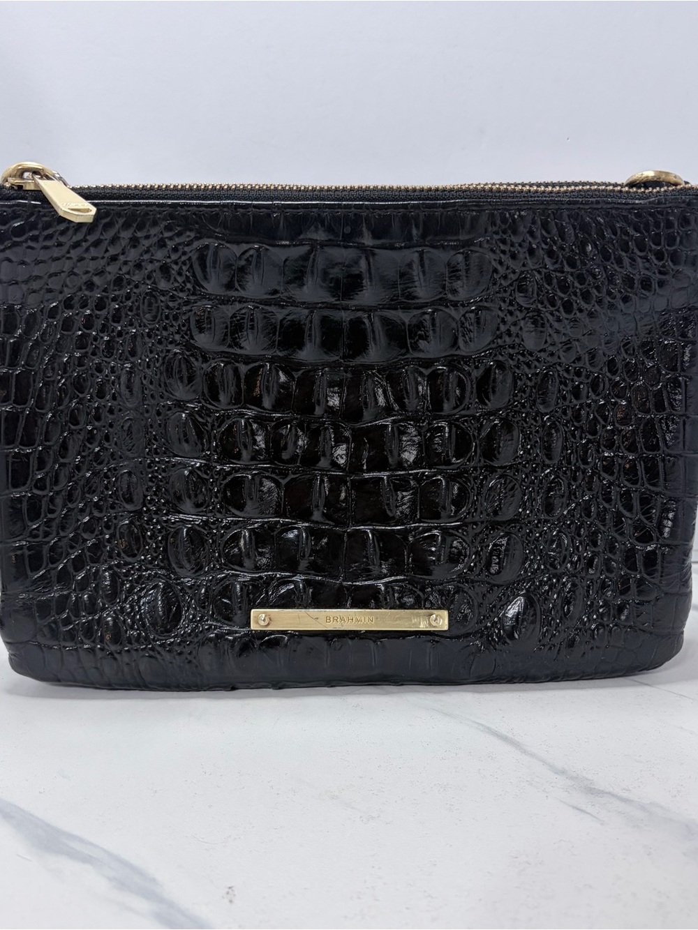 Brahmin Dual Zipper Croc
Embossed Melbourne Collection
Crossbody Bag Purse.
